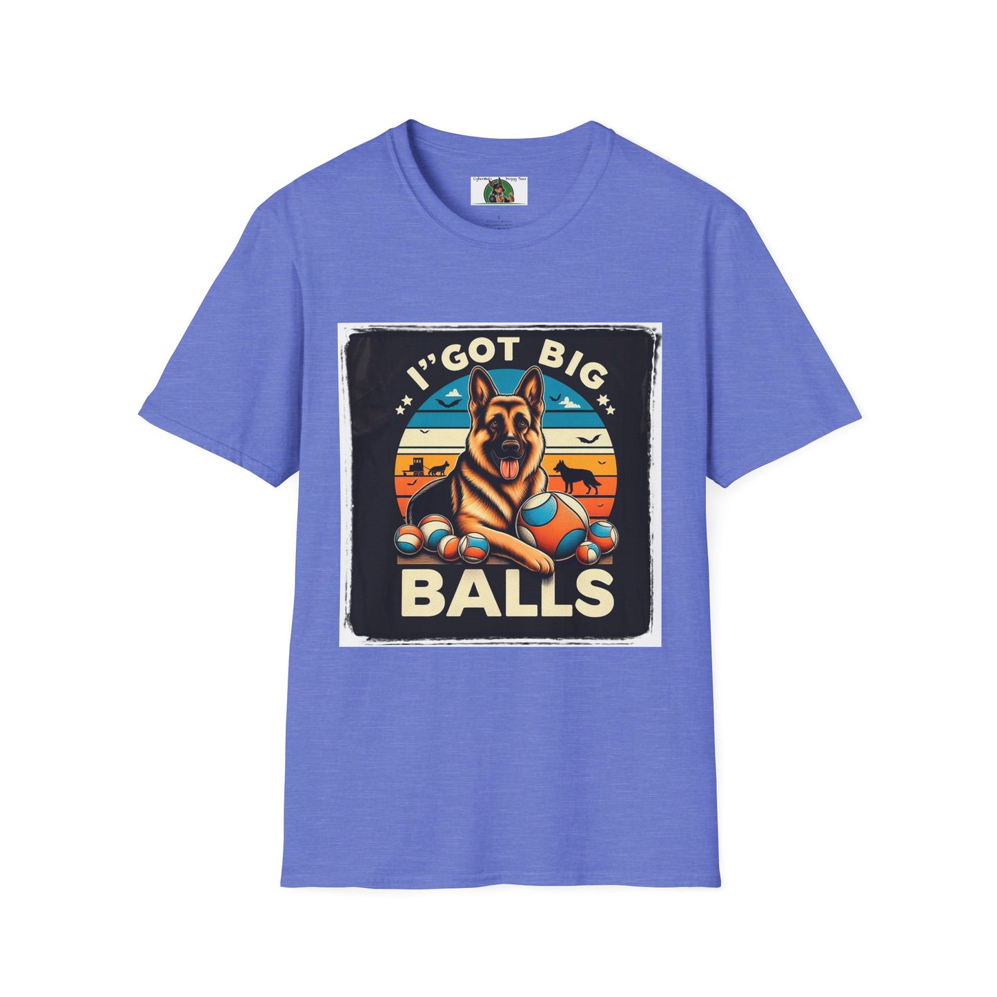 Mis·cel·la·ne·ous German Shepherd "I got Big Balls" T-Shirt Printify S Heather Royal 