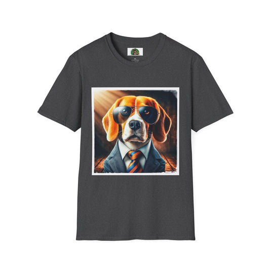 Beagle Wearing Suit and Shades T-Shirt Printify XS Dark Heather 