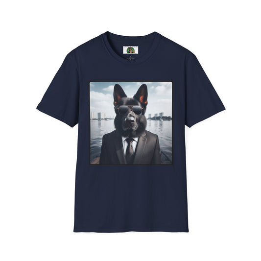 German Shepherd Agent Dog Single Image of Dog  Unisex Softstyle T-Shirt T-Shirt Printify S Navy 