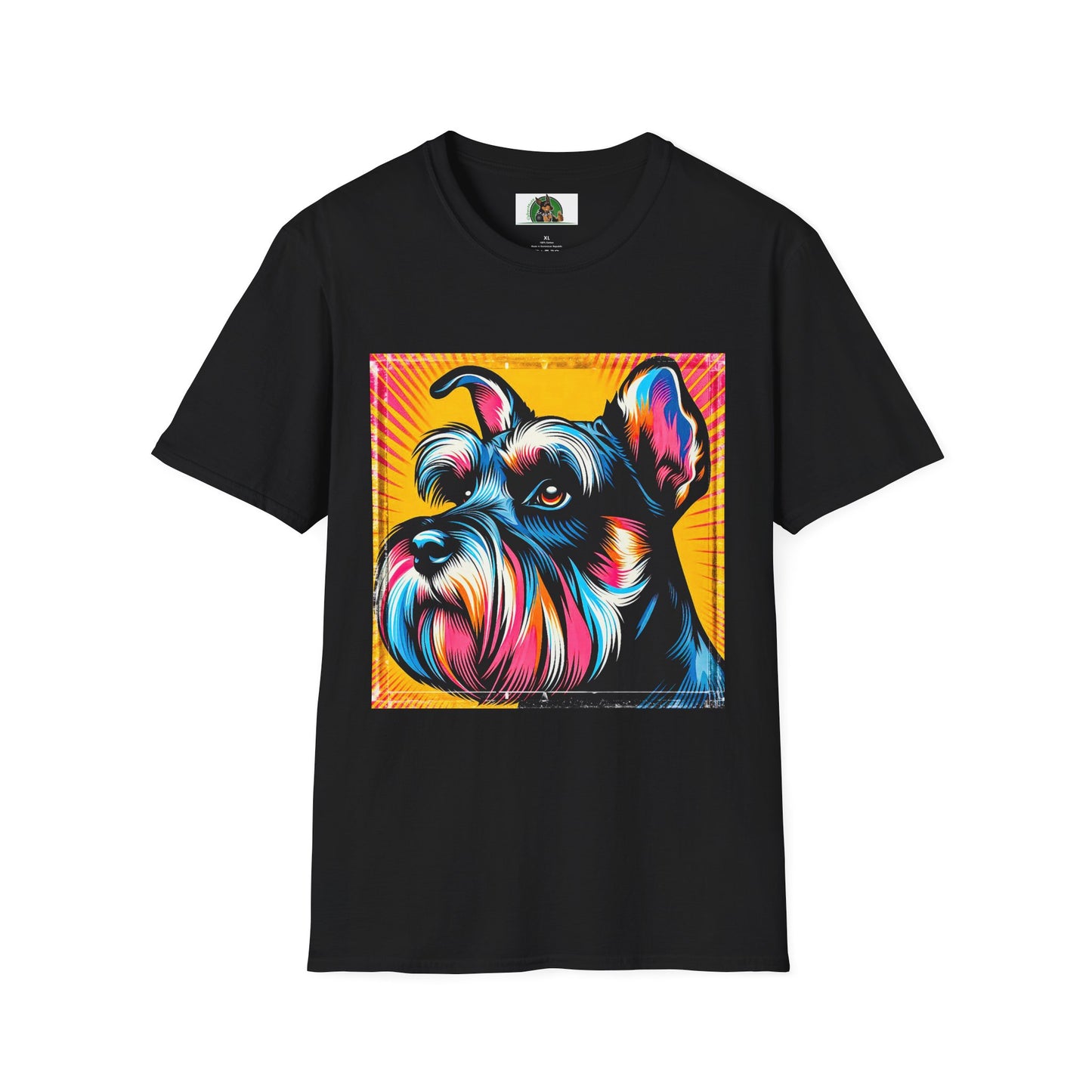 Schnauzer T-Shirt with Miniature Schnauzer Design T-Shirt Printify XS Black 