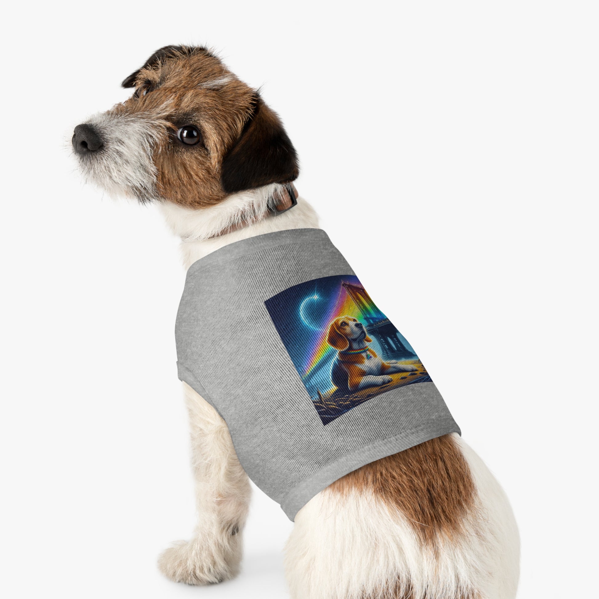 Pet Tank Top Beagle Under Rainbow Bridge Pets Printify   