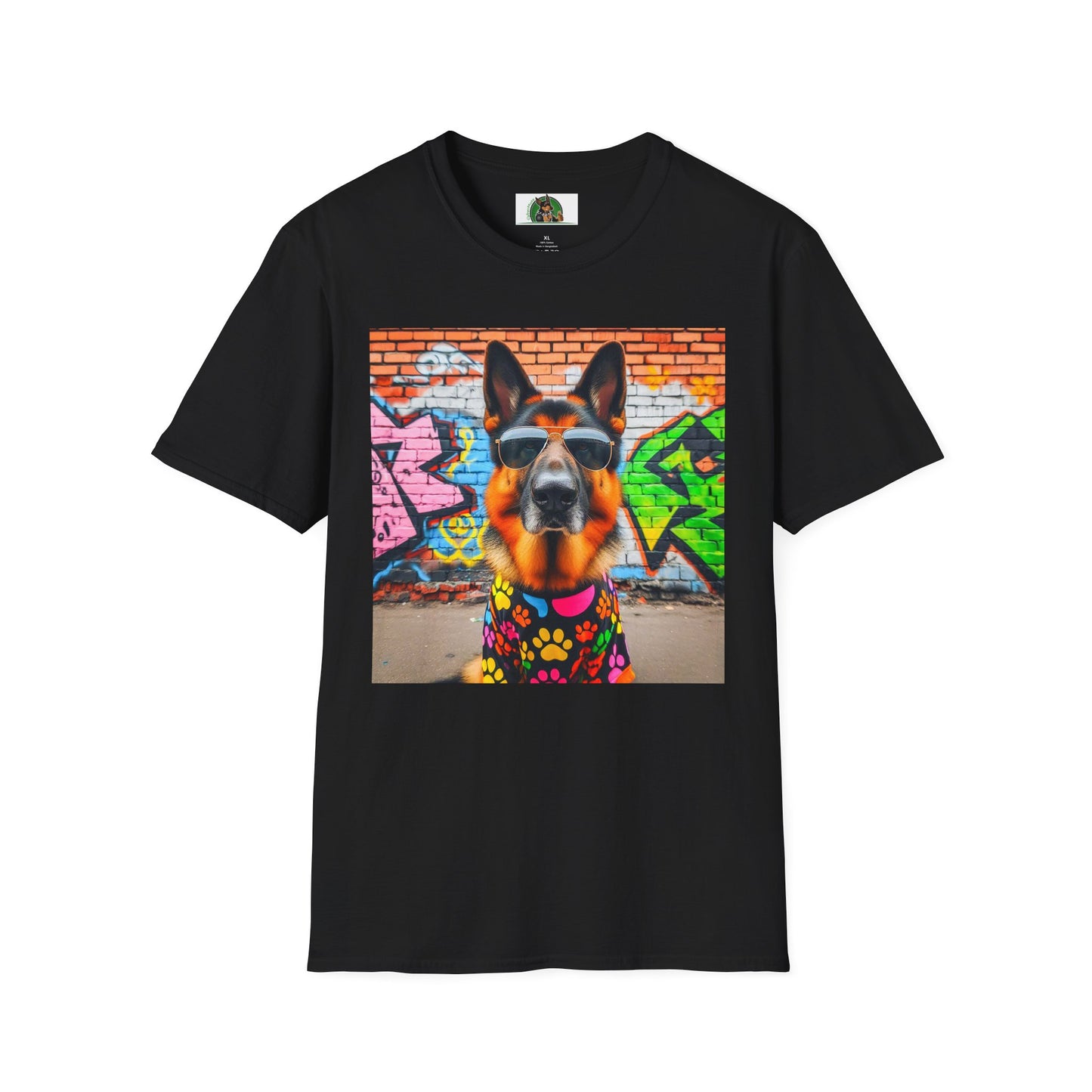 German Shepherd graffiti wall T-Shirt Printify Black S