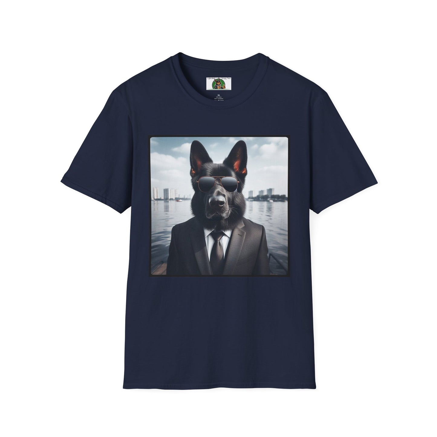 German Shepherd Agent Dog Single Image of Dog Unisex Softstyle T-Shirt T-Shirt Printify S Navy