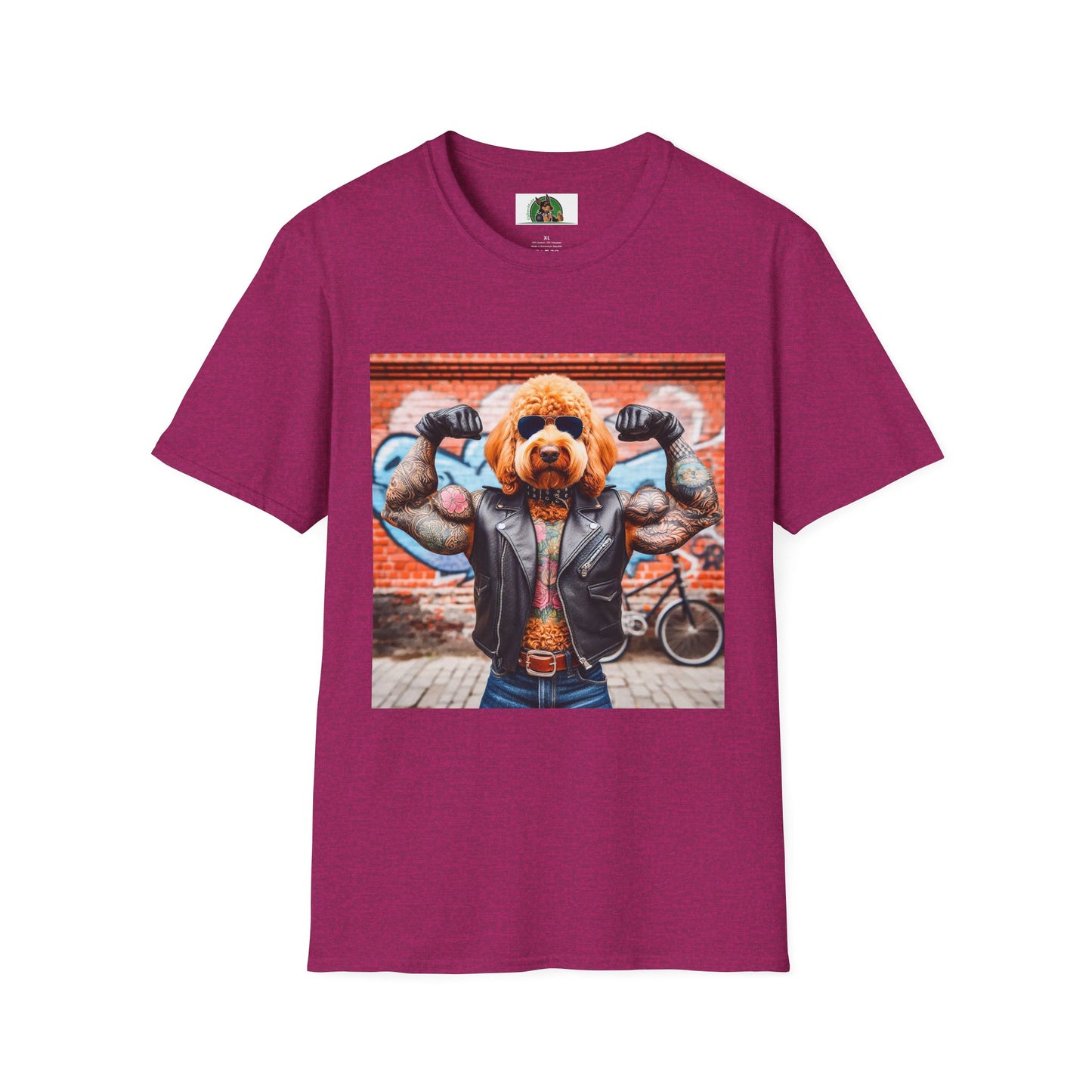 Golden Doodle muscles man t shirt T-Shirt Printify S Antique Heliconia