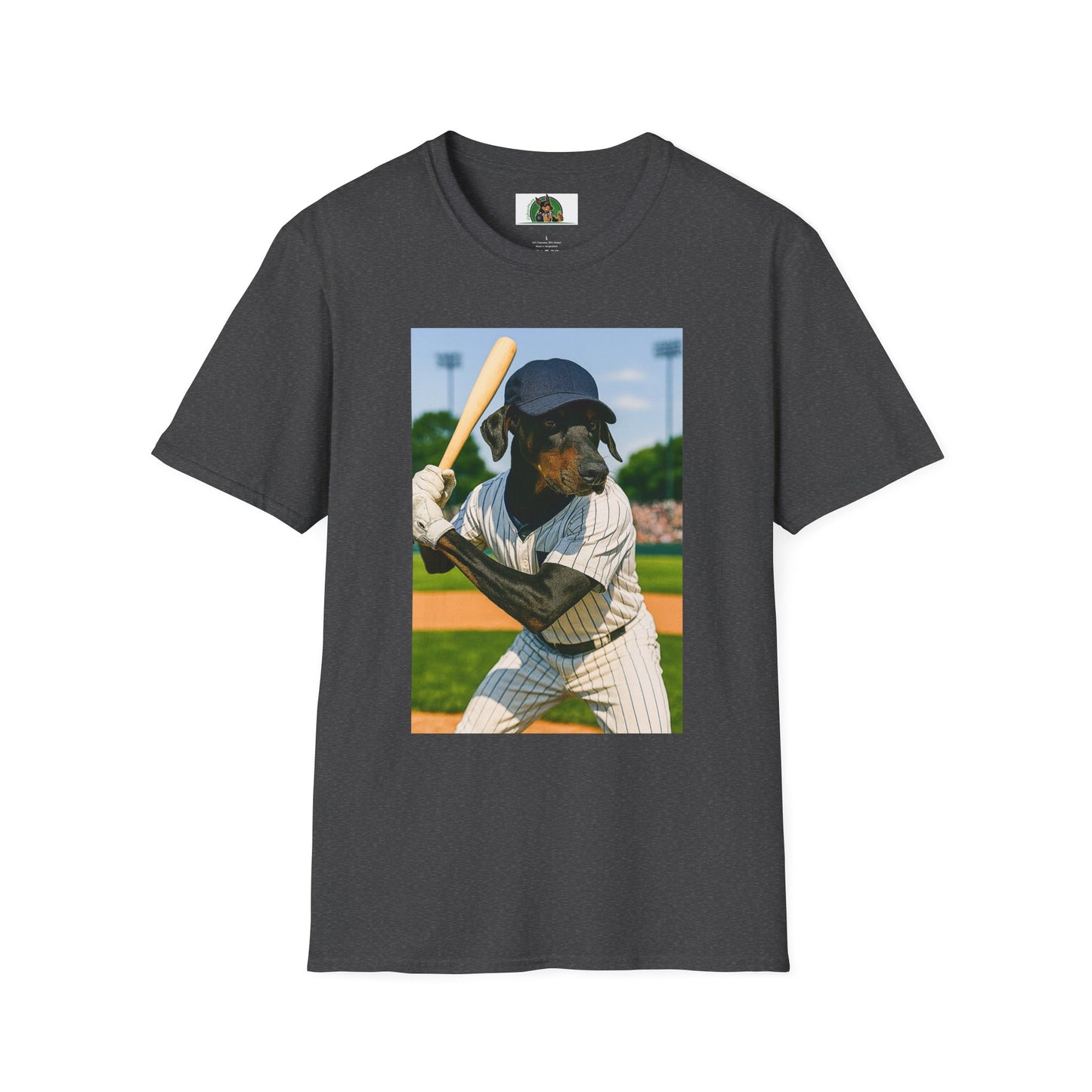 Baseball Doberman Sports T-Shirt T-Shirt Printify Dark Heather XS