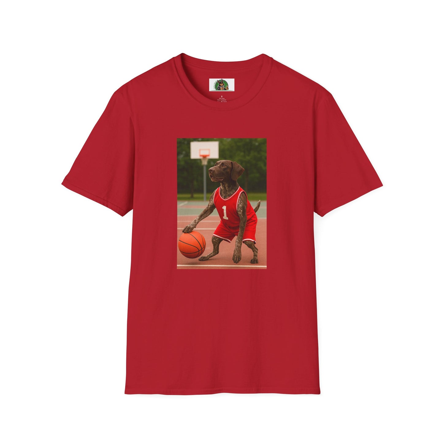 Basketball Sports German Shorthair T-Shirt T-Shirt Printify Cherry Red S