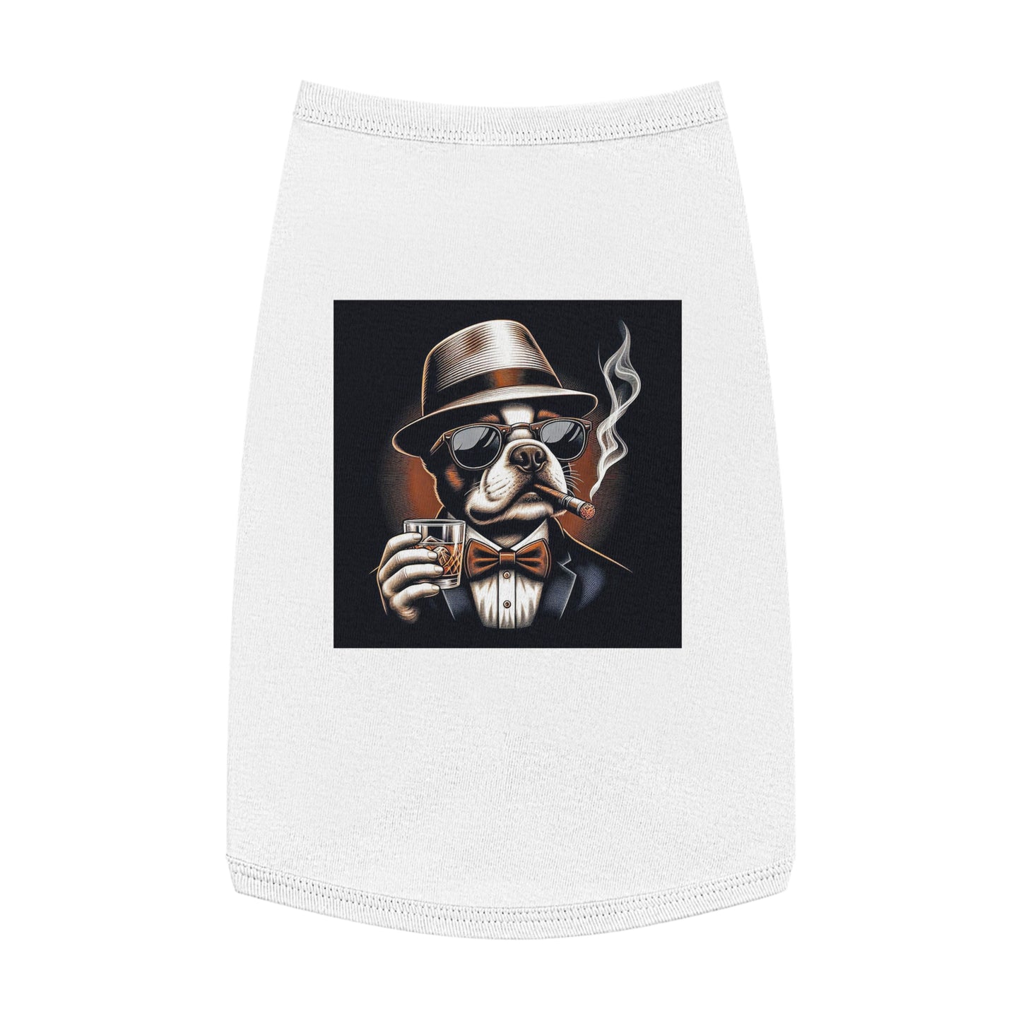 Pet Tank Top Boston Terrier Dog Smoking And Drinking Pets Printify L White 