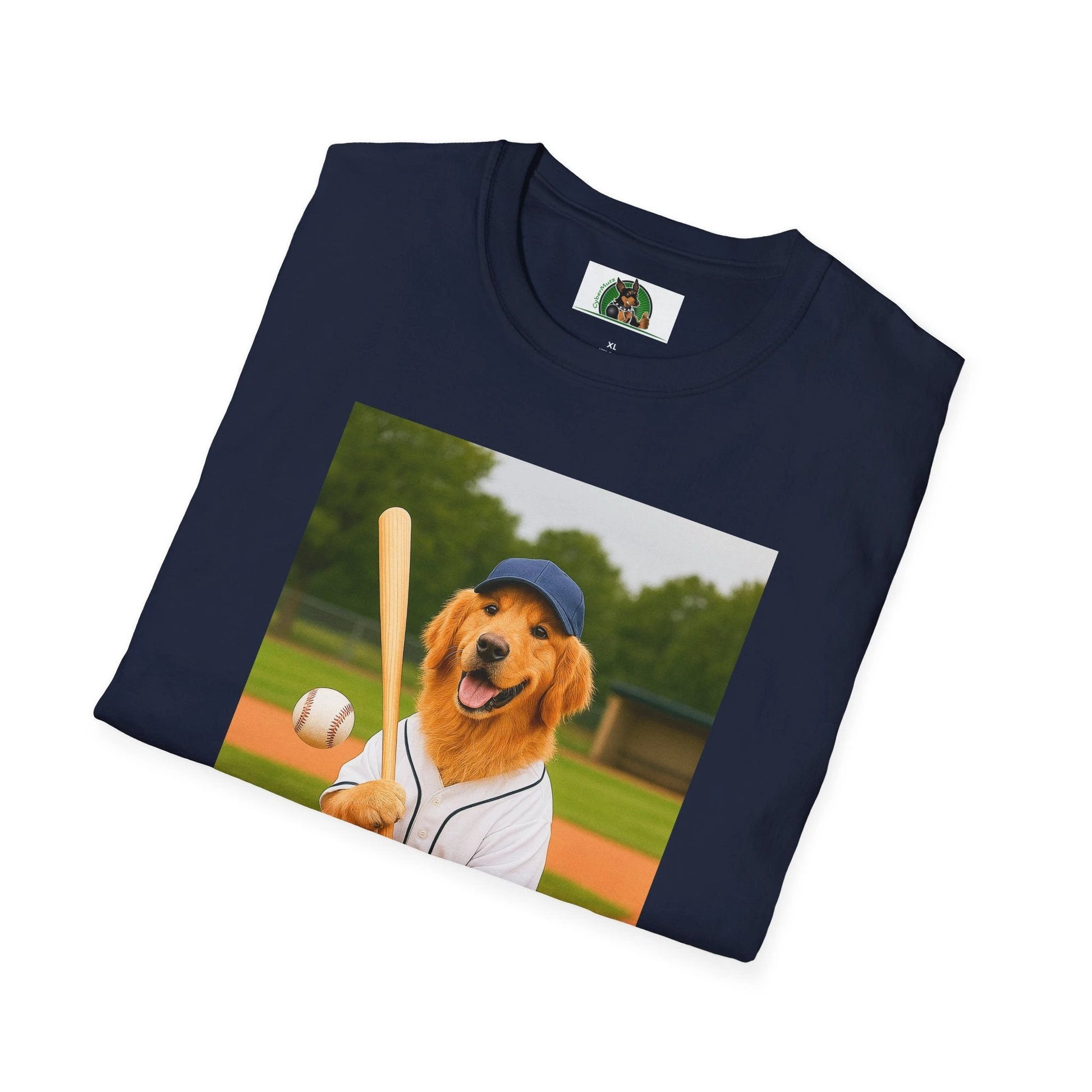 Golden Retriever Baseball T-Shirt — Sports Dog Playing Baseball Shirt T-Shirt Printify