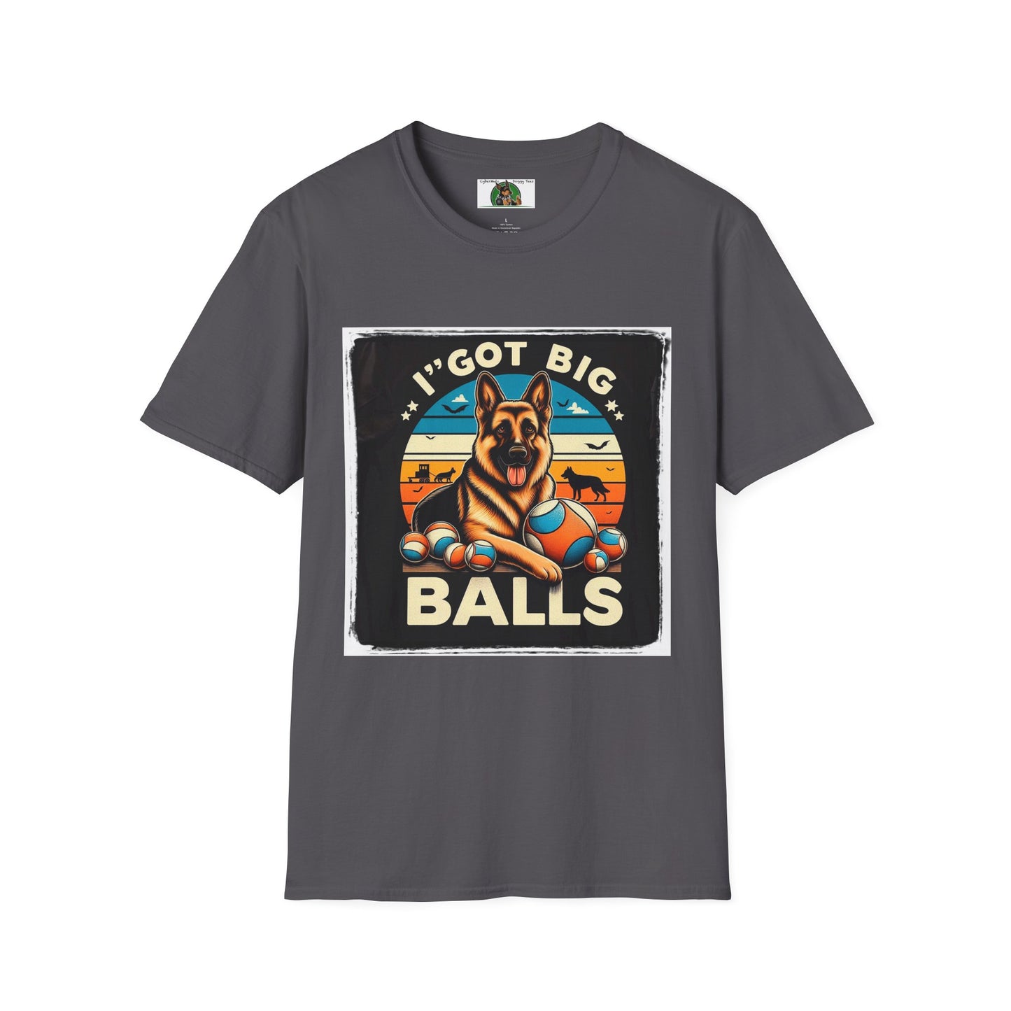 Mis·cel·la·ne·ous German Shepherd "I got Big Balls" T-Shirt Printify S Charcoal 