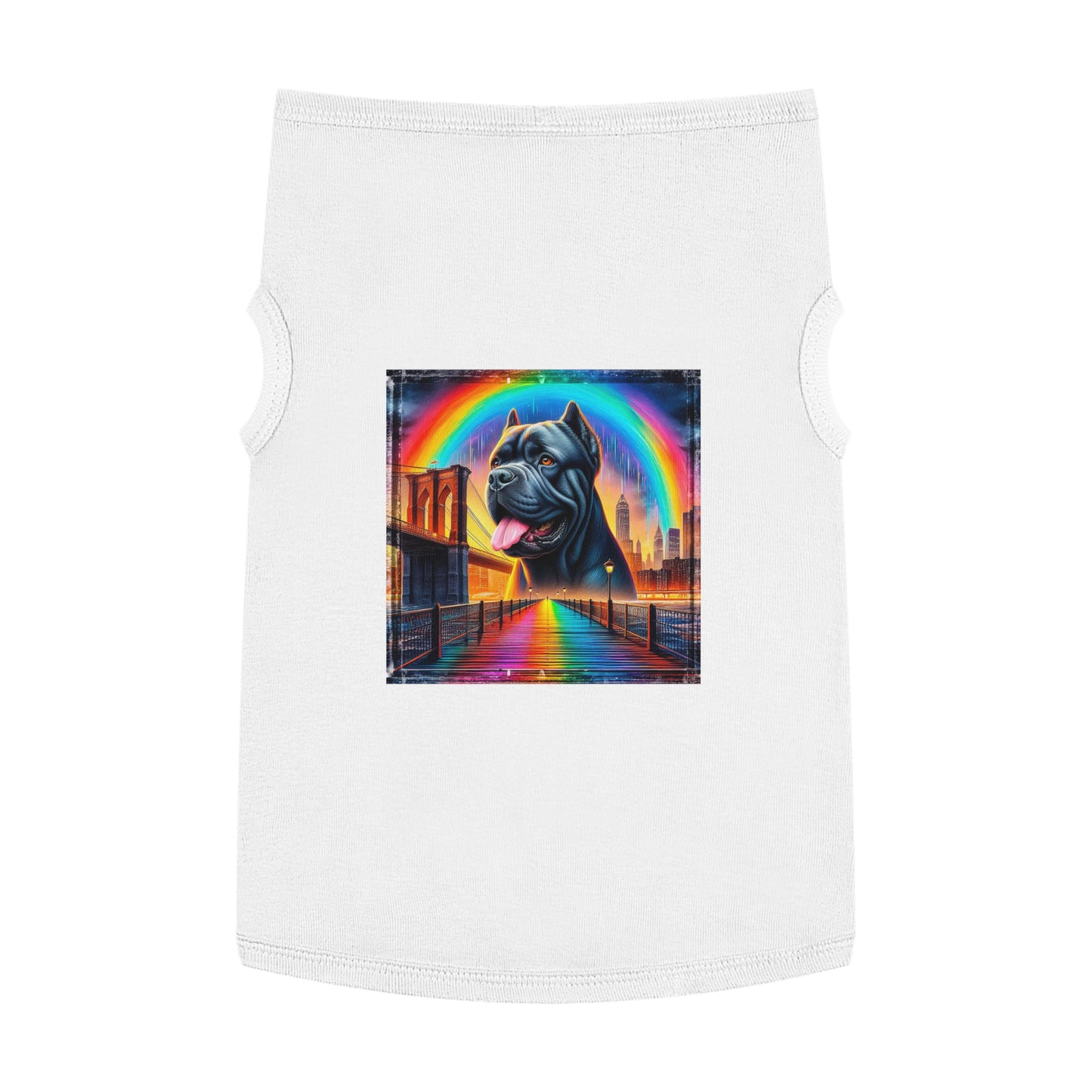 Pet Tank Top Cane Corso Rainbow Background Pets Printify XL White 