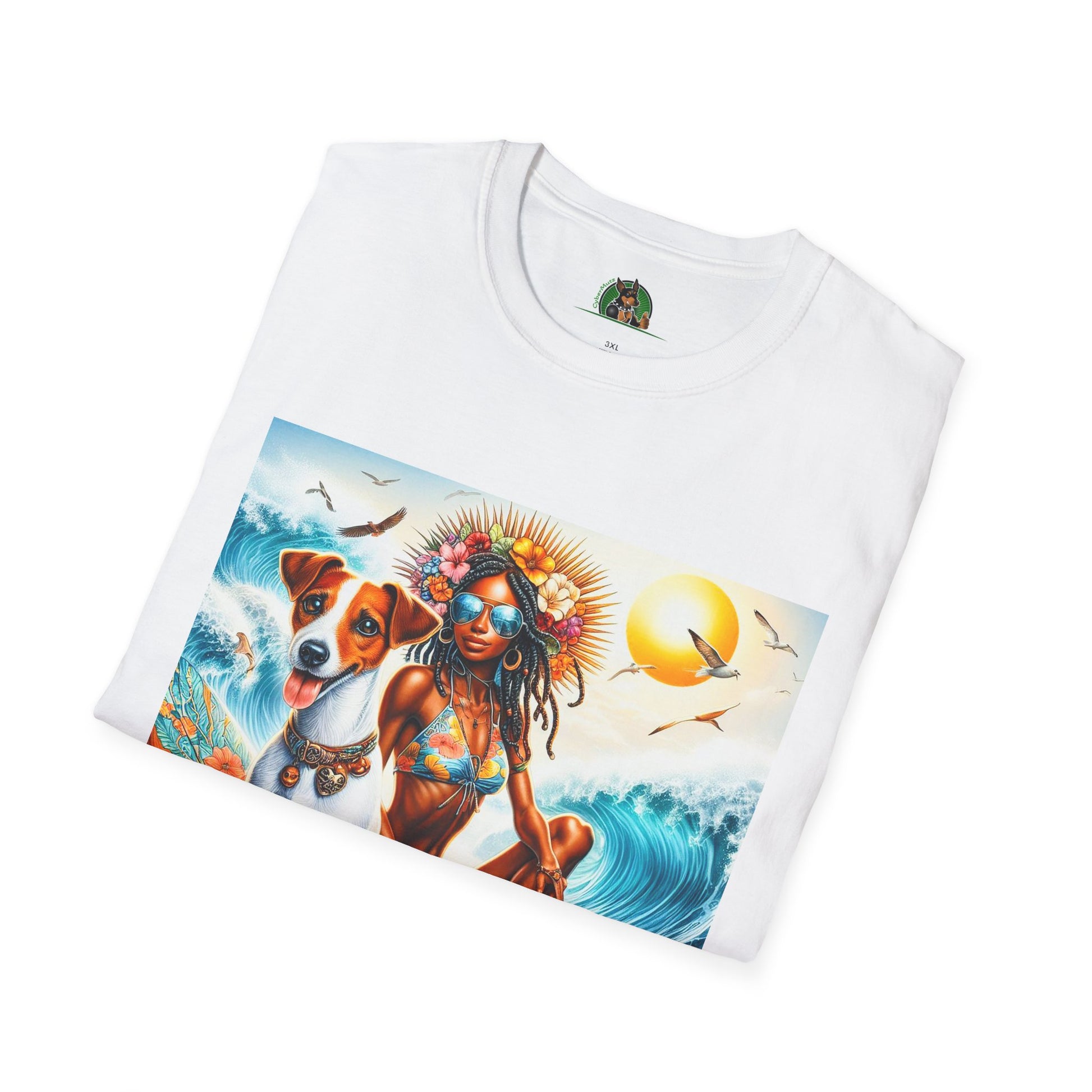 Jack Russell Surfer Girl T-Shirt Printify