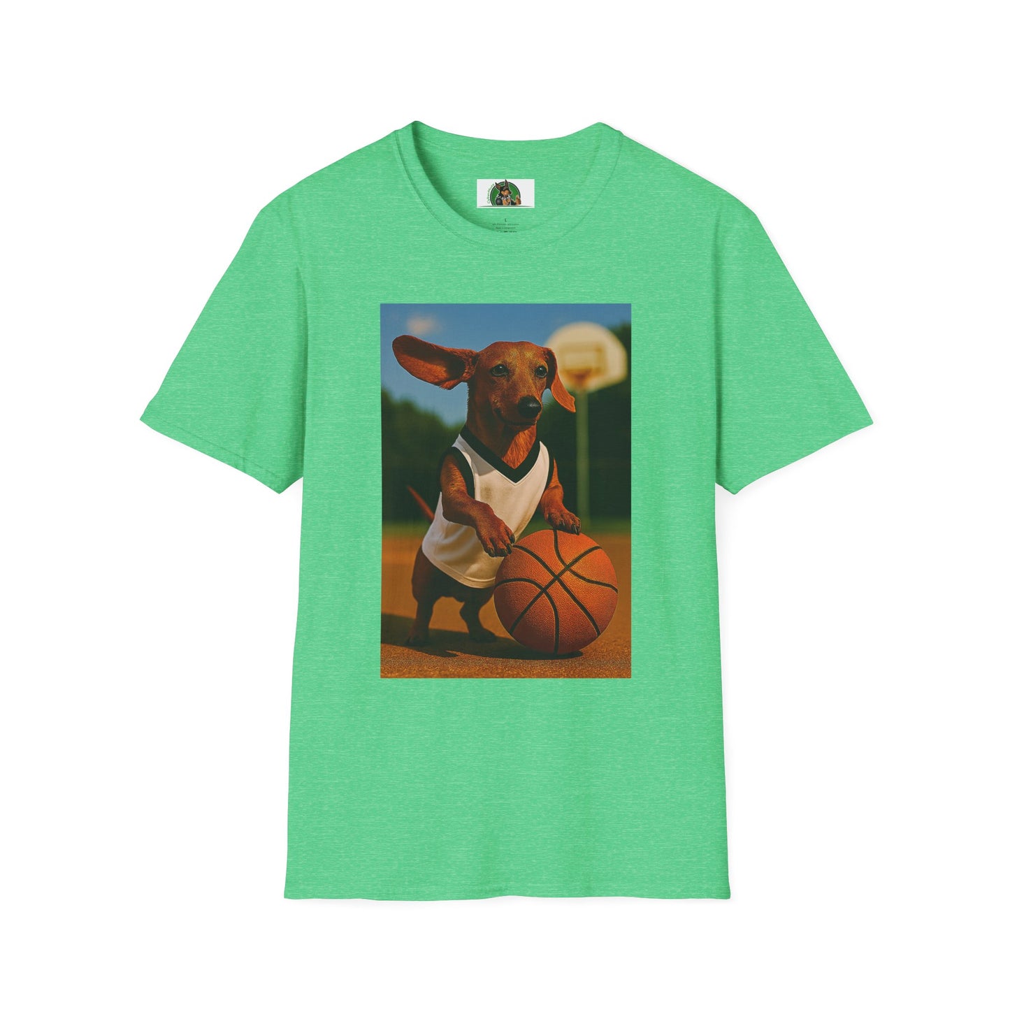 Sports Dachshund Basketball T-Shirt T-Shirt Printify Heather Irish Green S