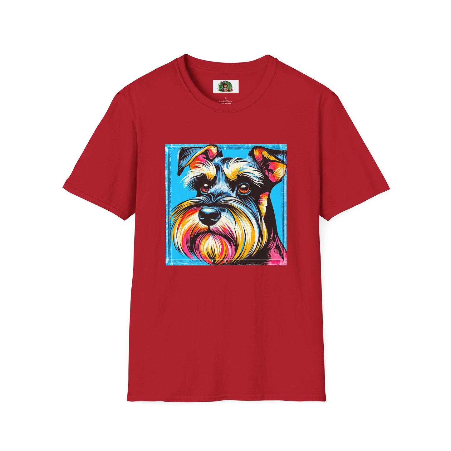 Schnauzer T-Shirt with Miniature Schnauzer Design T-Shirt Printify S Cherry Red 