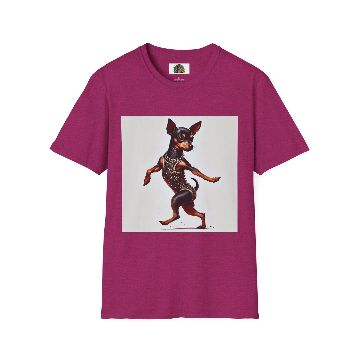 Dancing Min Pin T-Shirt T-Shirt Printify S Antique Heliconia