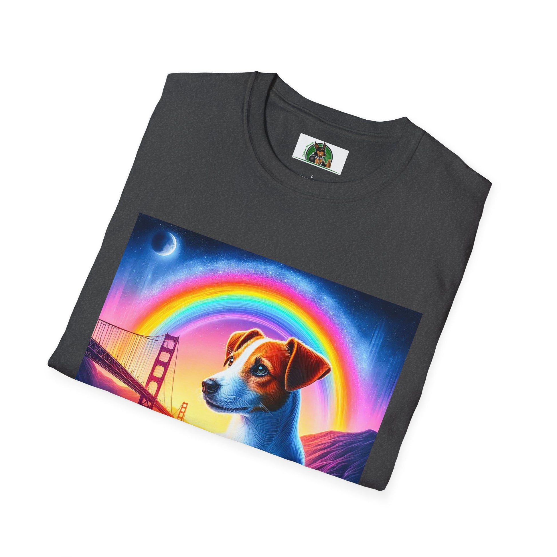 Jack Russell Rainbow Bridge Moonlit Mountain T-Shirt Printify