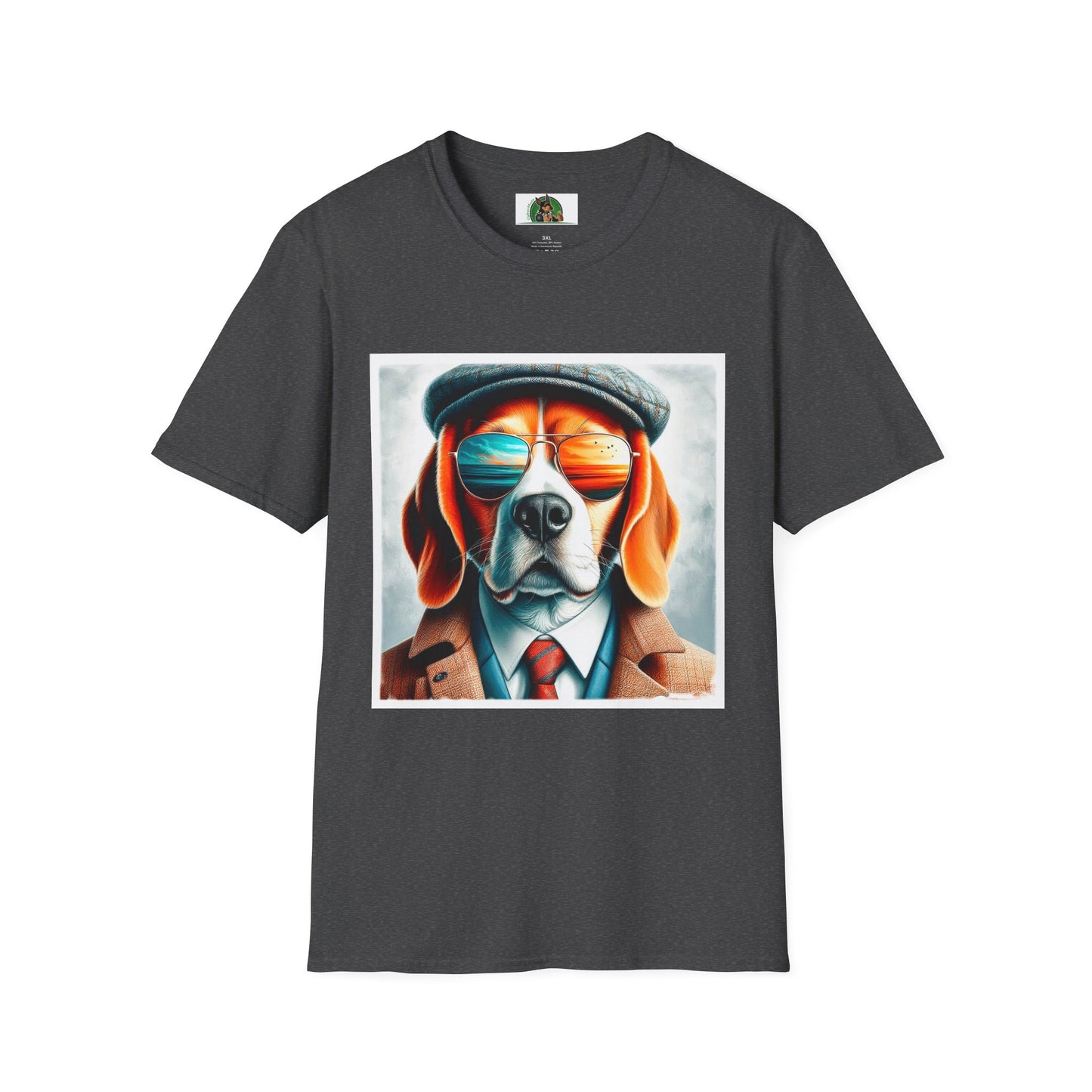 Beagle Wearing Sport Coat And Shades T-Shirt Printify XS Dark Heather 