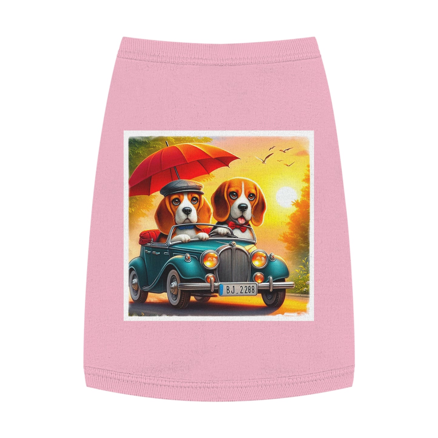 Pet Tank Top Wacky Beagle Dogs In Tiny Car Pets Printify M Pink 