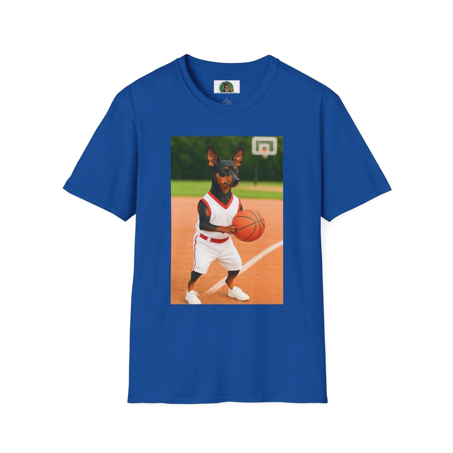 Miniature Pinscher (Min Pin) Basketball T-Shirt — Dog Lover Sports Tee T-Shirt Printify Royal S