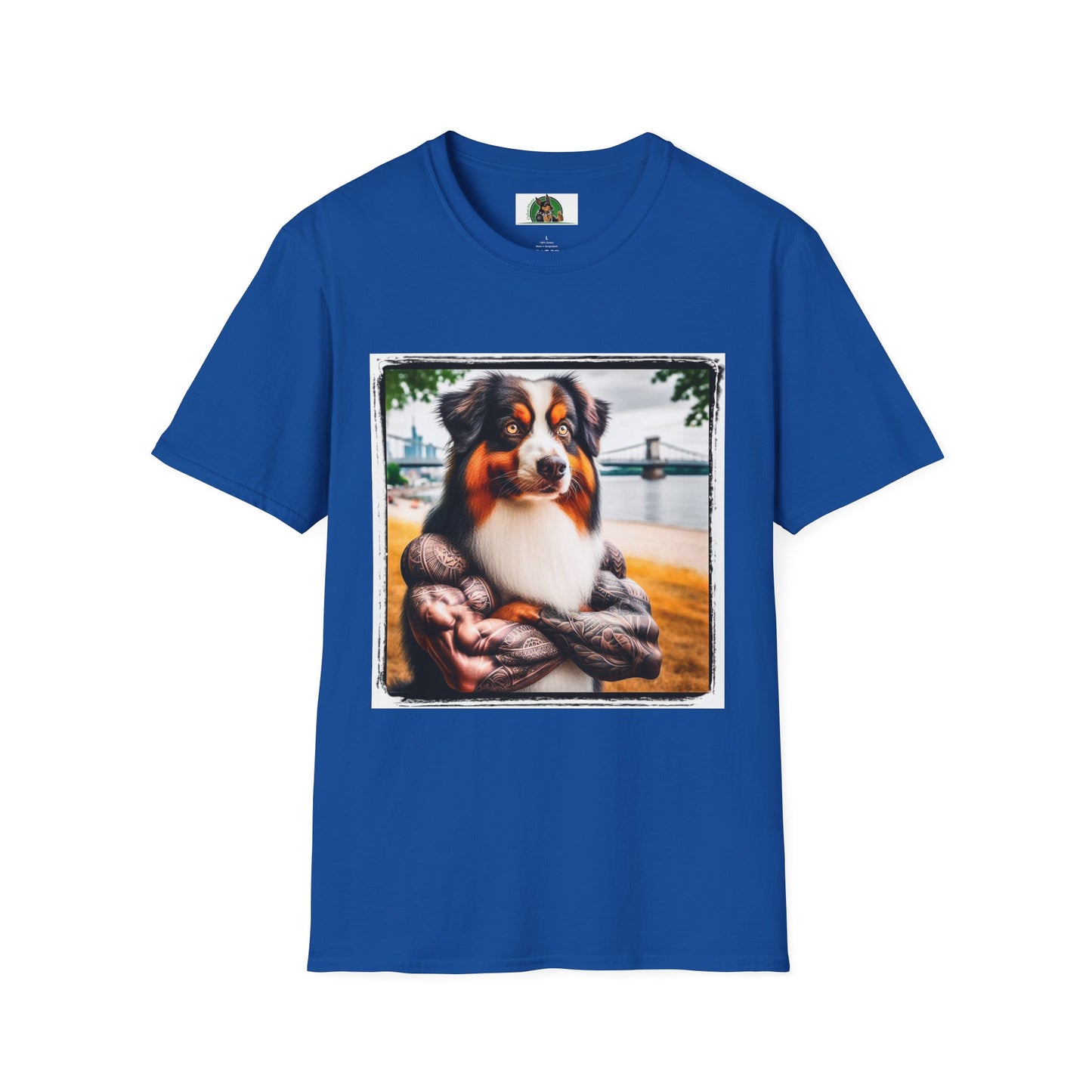 Australian Shepherd Tattooed And Buff T-Shirt Printify XS Royal