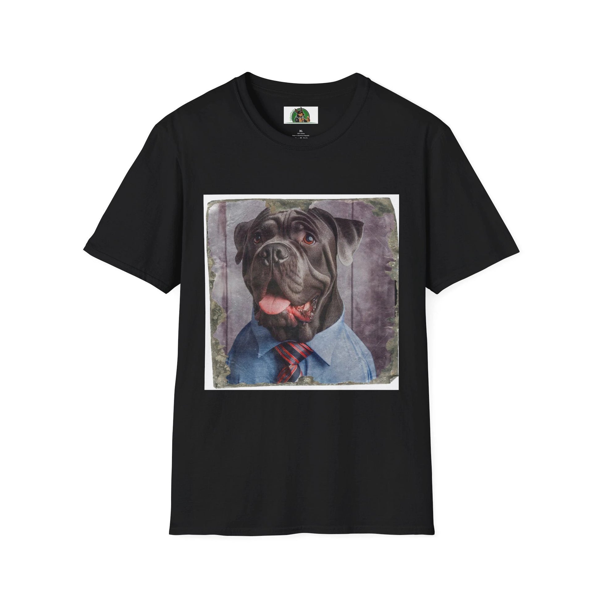 Cane Corso Wearing Suit And Tie TShirt Graphic Tee For Dog Lovers Italian Mastiff Gift T-Shirt Printify XS Black