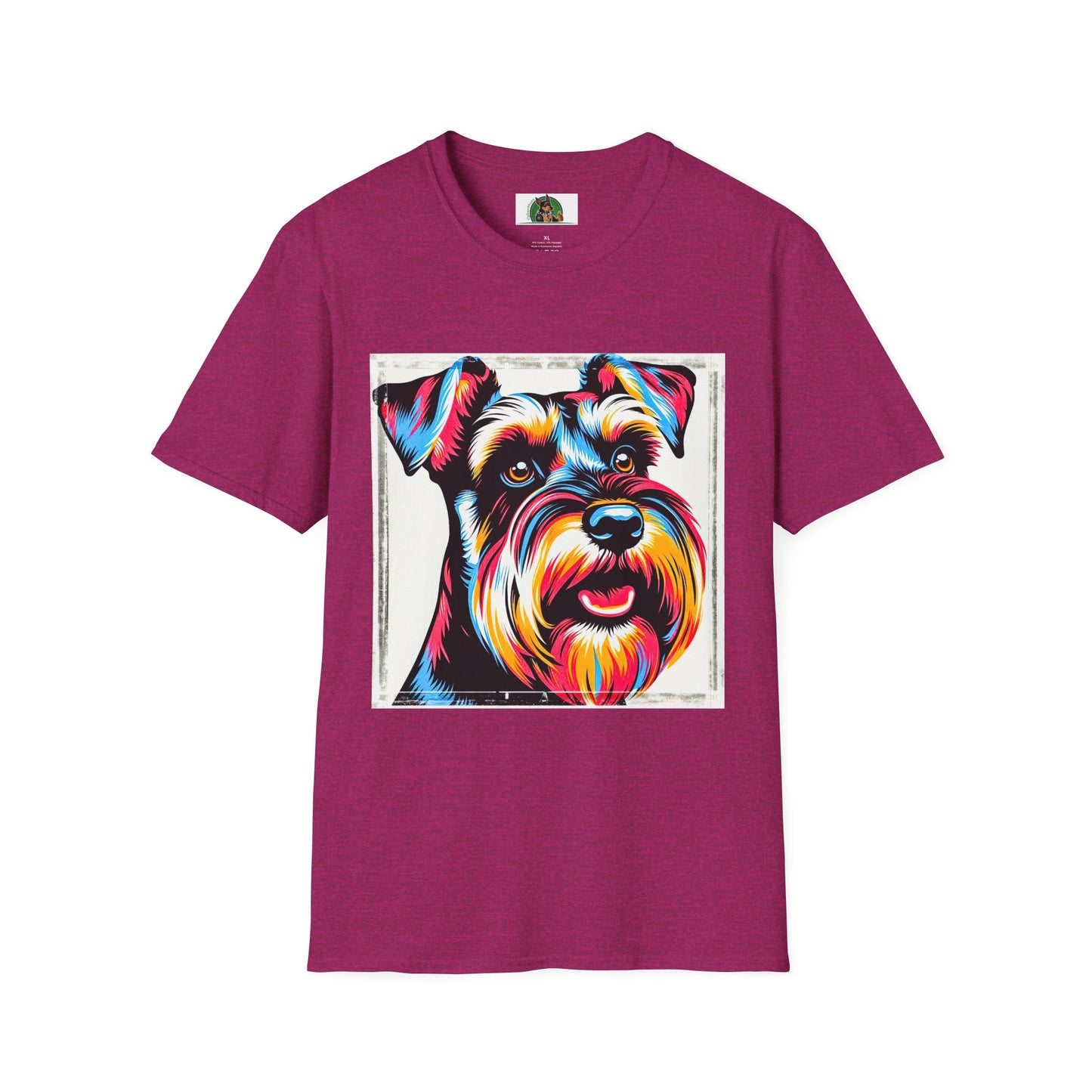 Schnauzer T-Shirt with Miniature Schnauzer Design T-Shirt Printify S Antique Heliconia 