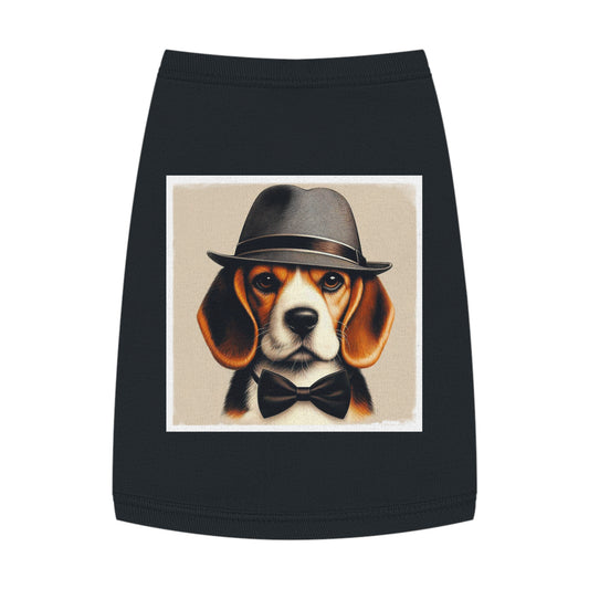 Pet Tank Top Beagle Wearing Fedora Pets Printify   