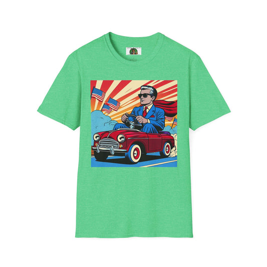 Well Dressed Man in a Wacky Little Car T-Shirt Printify Heather Irish Green S 