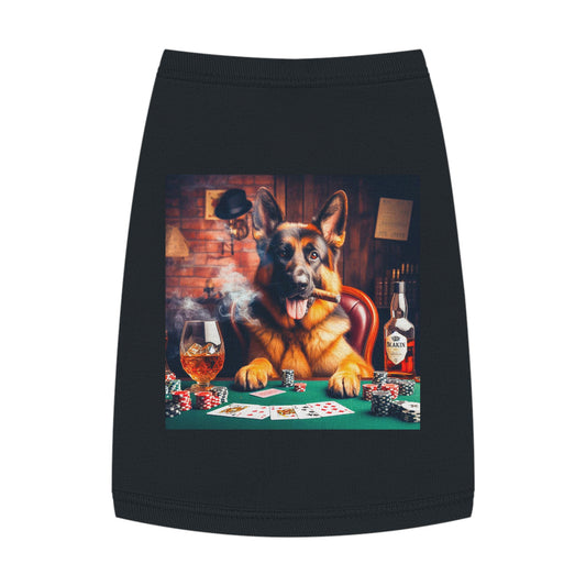 German Shepherd gambling shirt Pets Printify M Black