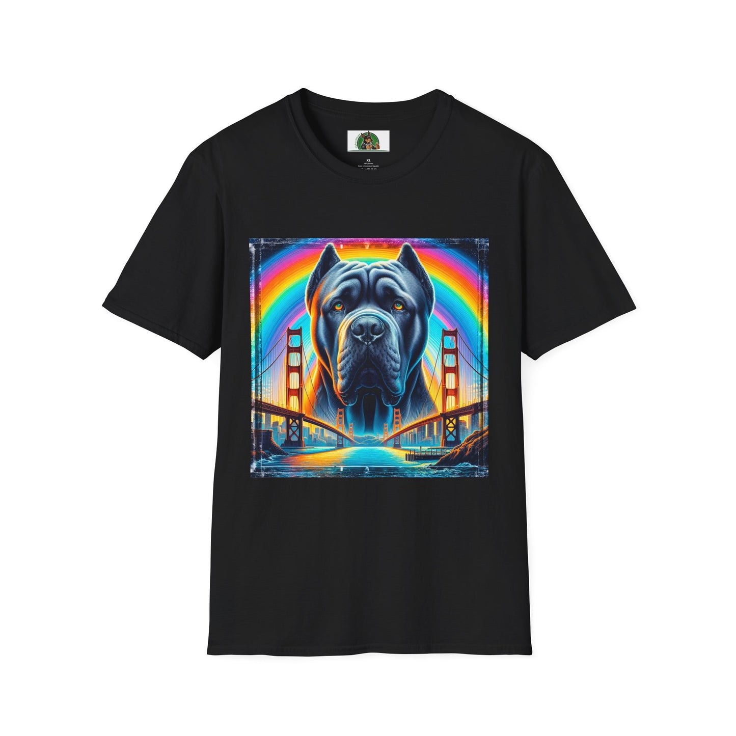 Cane Corso Double Rainbow Bridge TShirt T-Shirt Printify XS Black