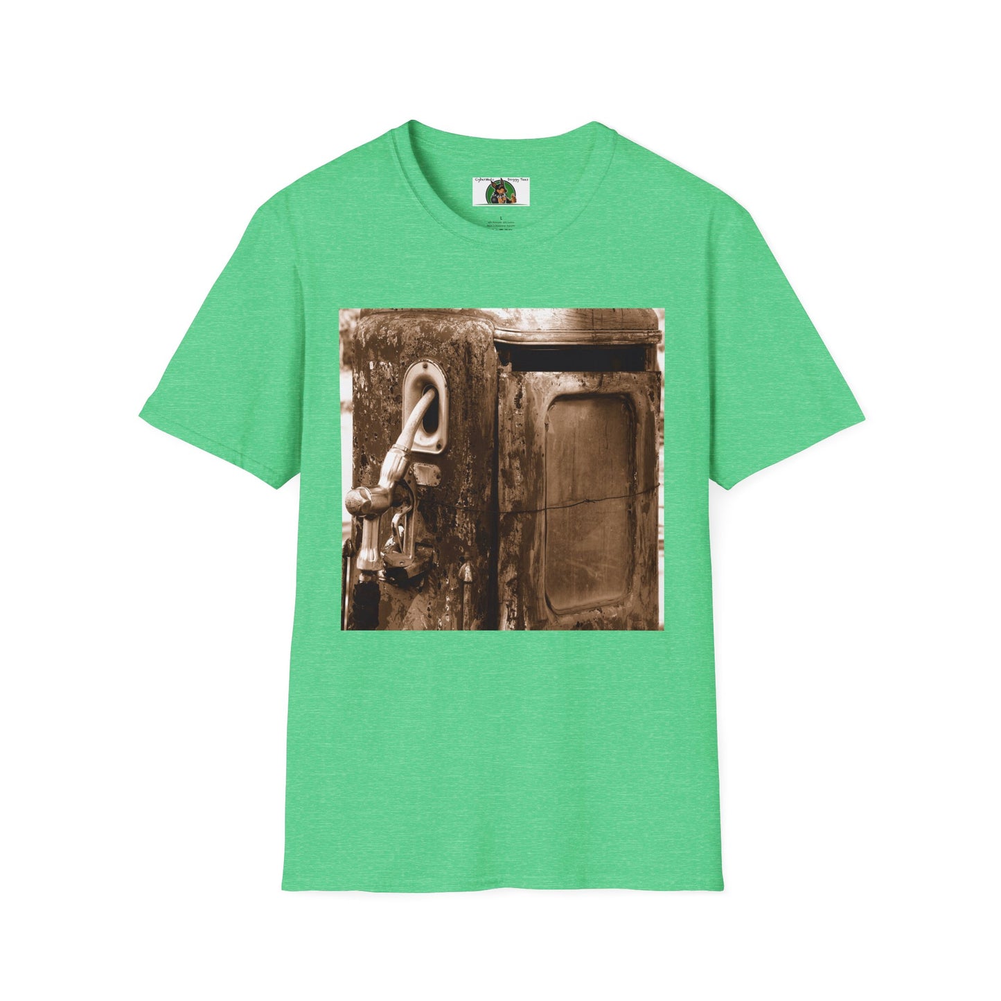 Mis·cel·la·ne·ous Old Gas Pump T-Shirt Printify S Heather Irish Green 