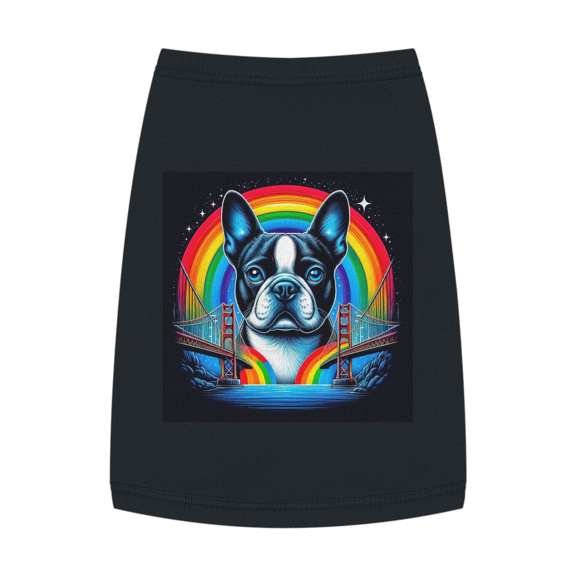 Pet Tank Top Boston Terrier Bright Rainbow Bridge Pets Printify M Black 