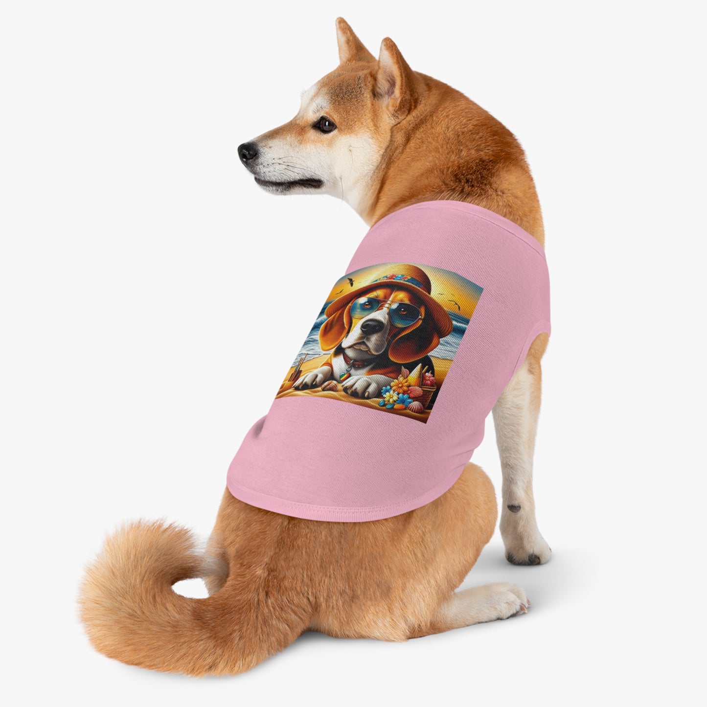 Pet Tank Top Beagle At Beach In Hat Pets Printify   