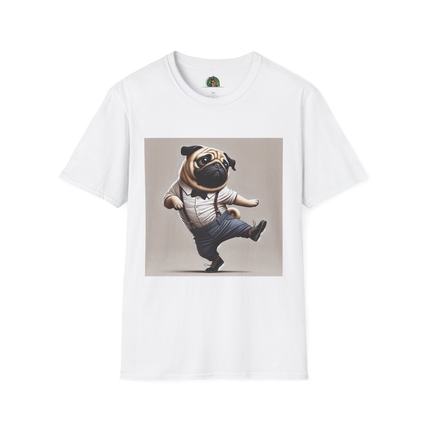 Dancing Pug T-Shirt T-Shirt Printify XS White