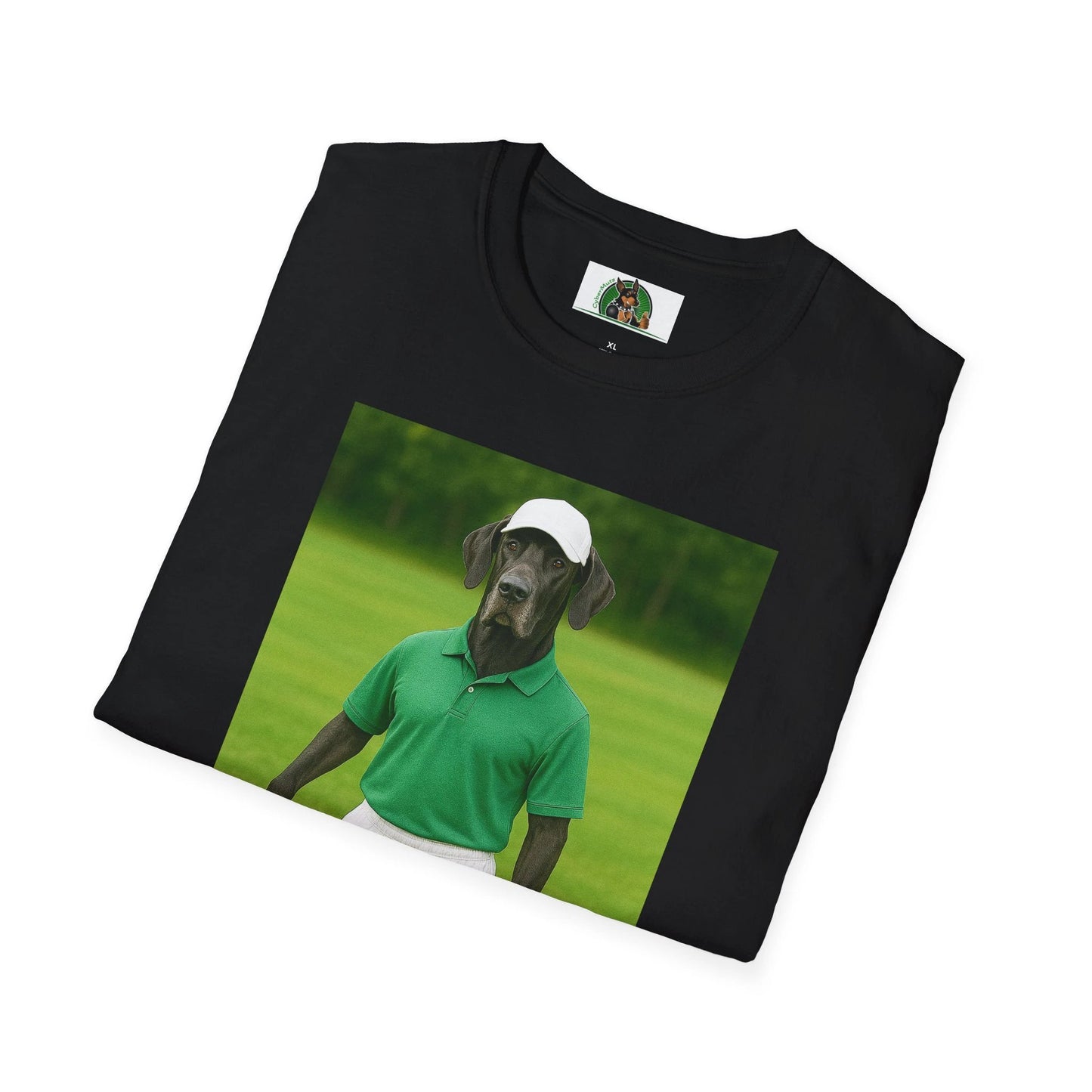 Great Dane Golf T-Shirt — Playing Golf Sports Dog Tee by Printify