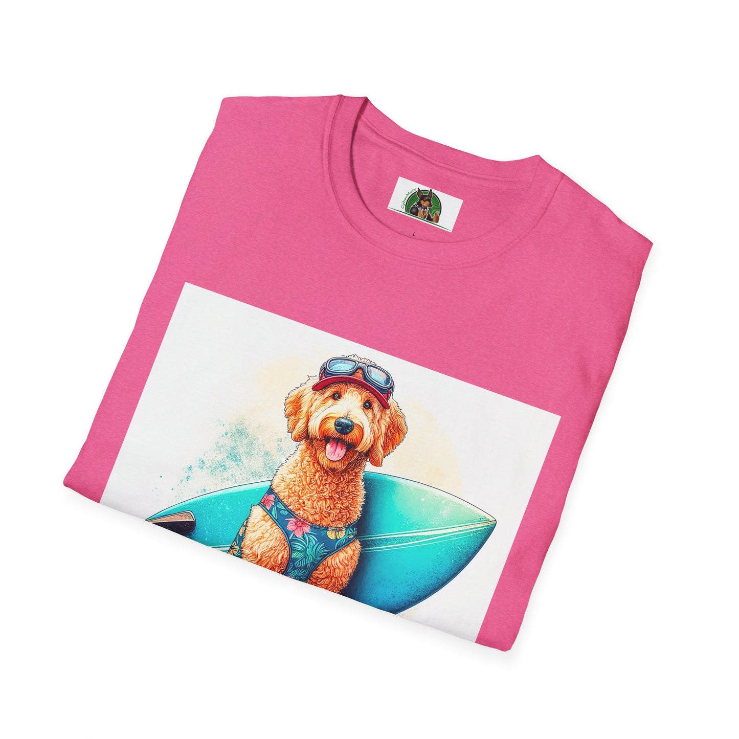 Golden Doodle surfer dude t shirt