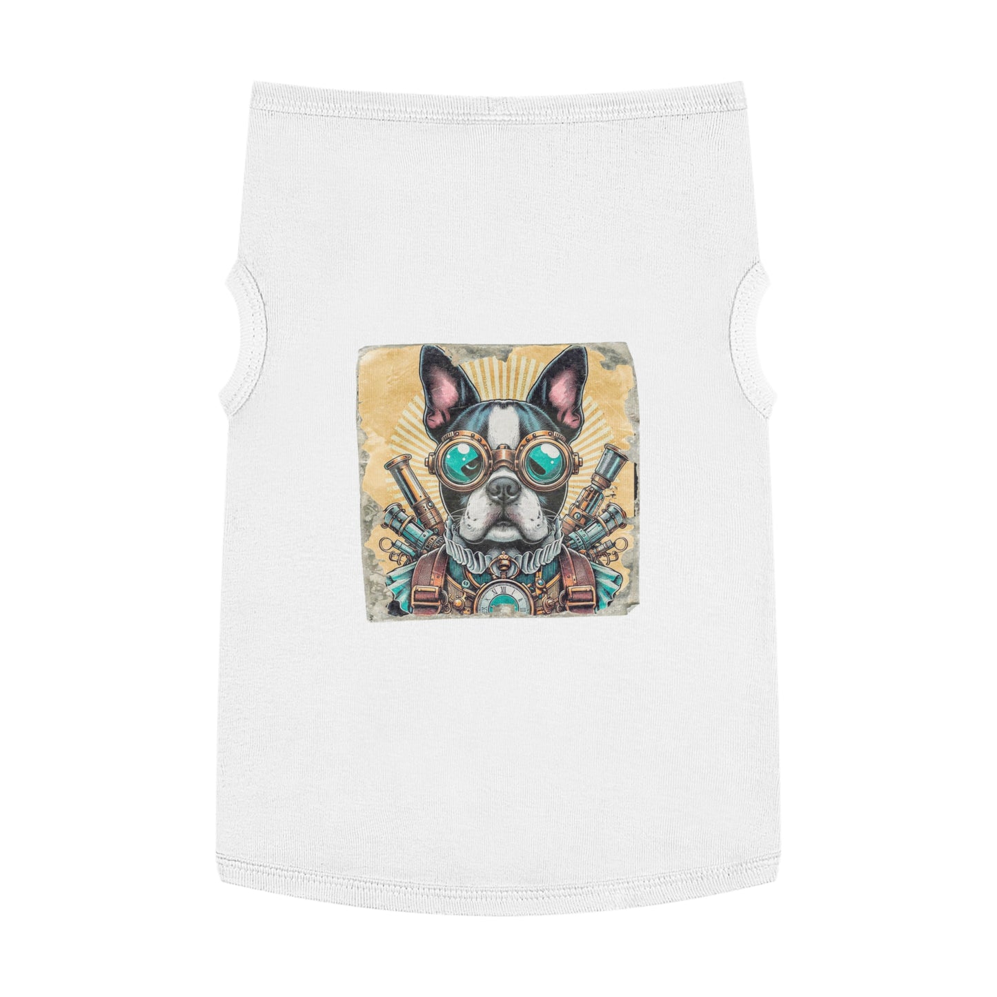 Pet Tank Top Boston Terrier In Steampunk Clothes Pets Printify   