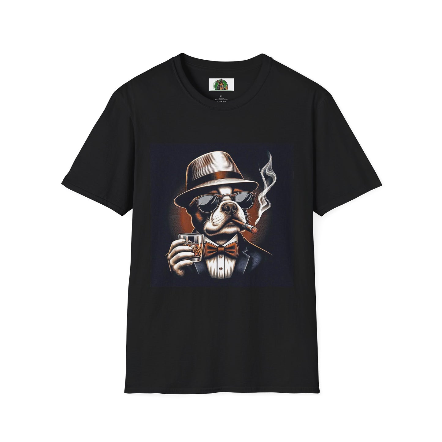 Boston Terrier Smoking T-shirt T-Shirt Printify XS Black 