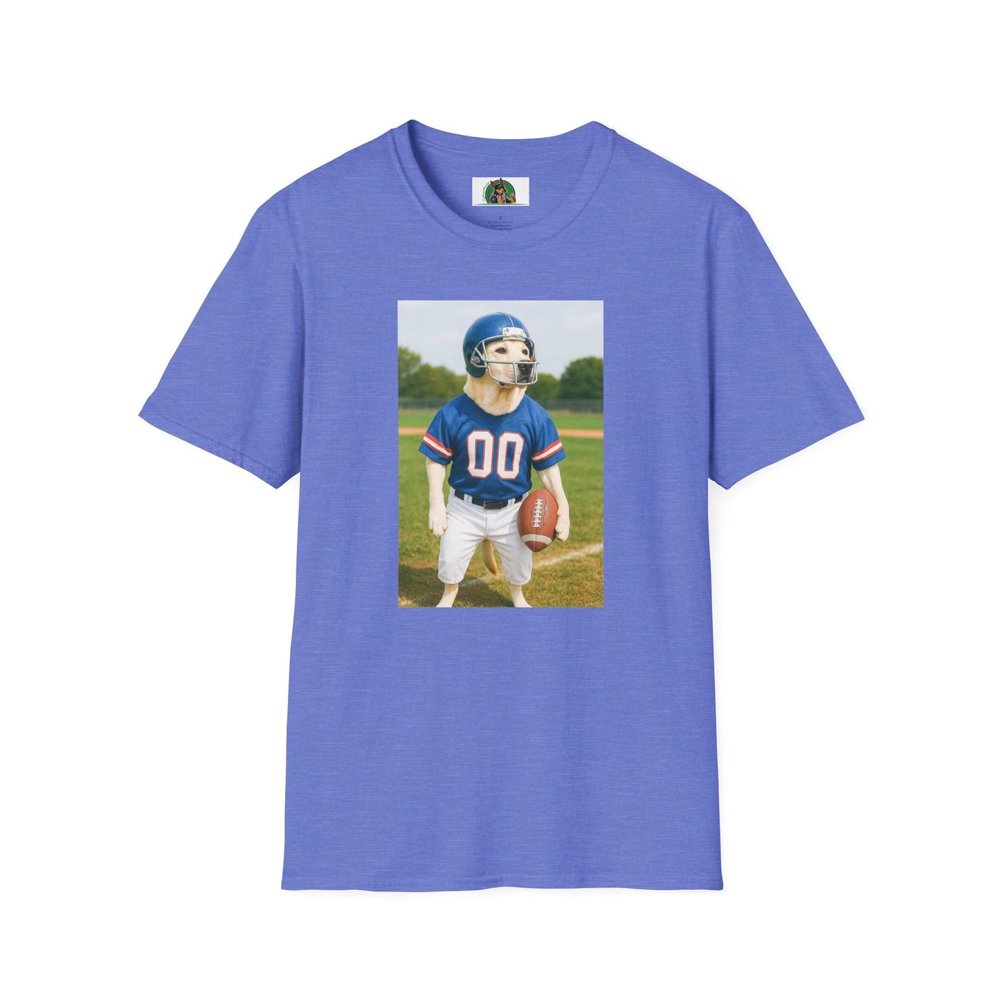 Labrador Retriever Football T-Shirt — Sports Dog Tee for Dog Lovers T-Shirt Printify Heather Royal S