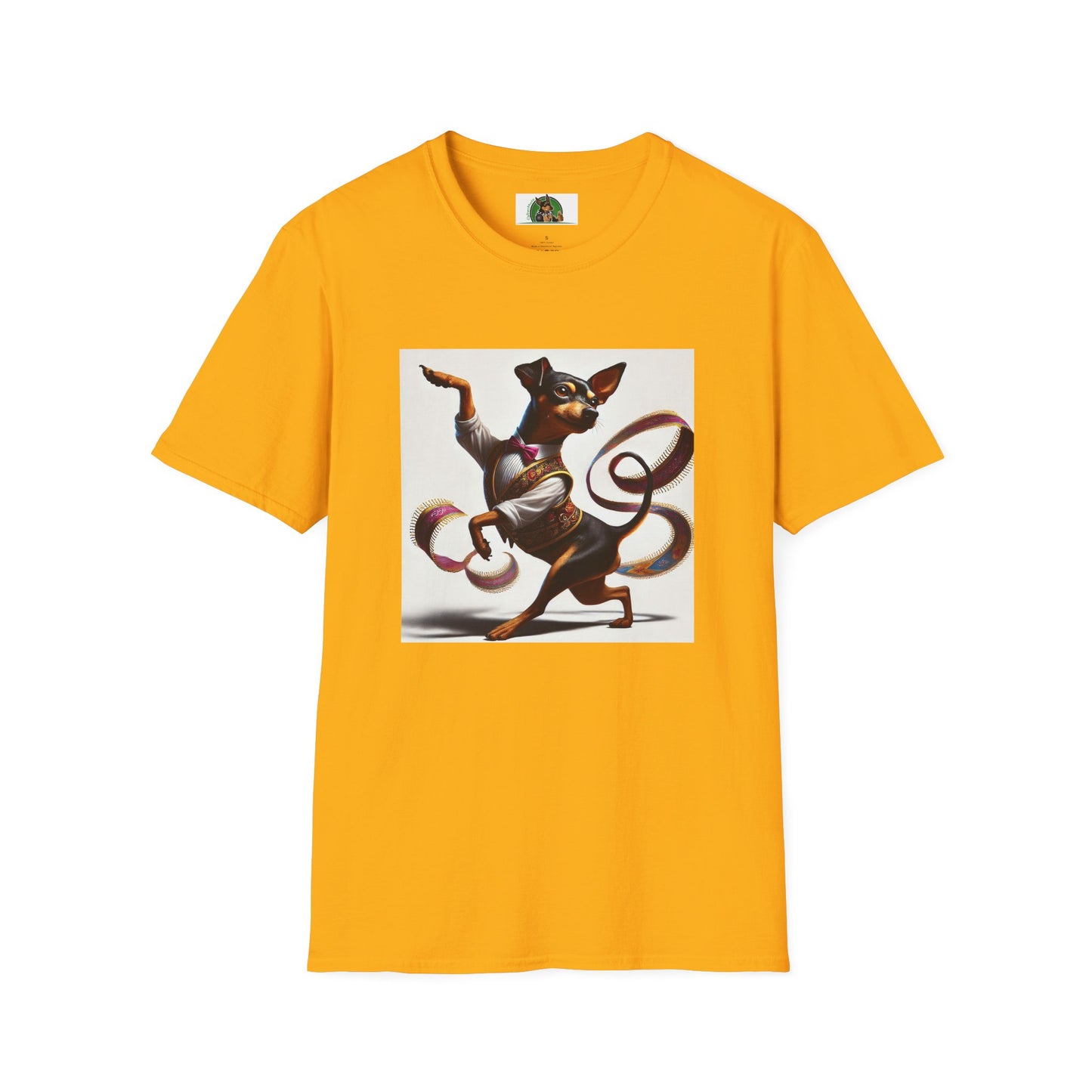 Dancing Min Pin T-Shirt T-Shirt Printify S Gold