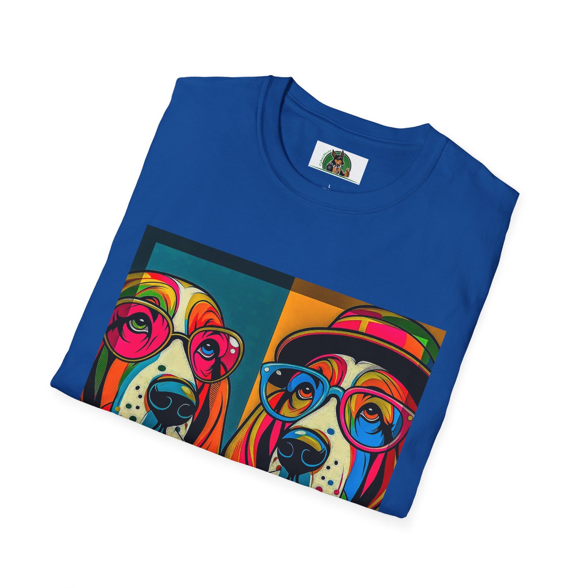 Basset Hound Couple Pop Art Pic T-Shirt Printify