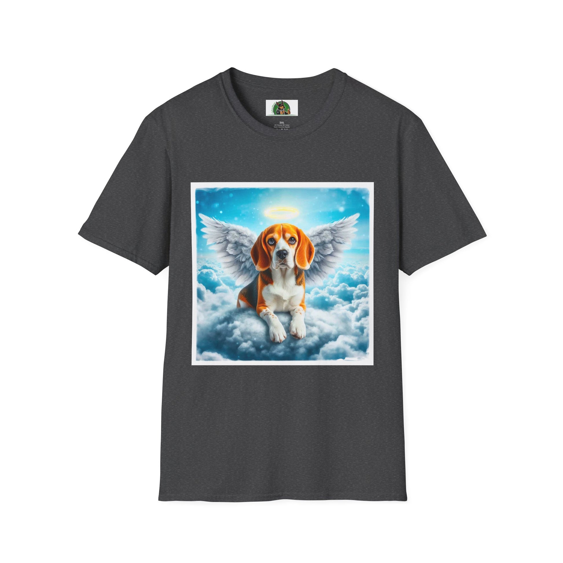 Beagle Angel in Cloud T-Shirt Printify XS Dark Heather 