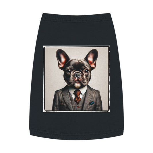 Pet Tank Top French Bulldog serious businessman t shirt Pets Printify M Black