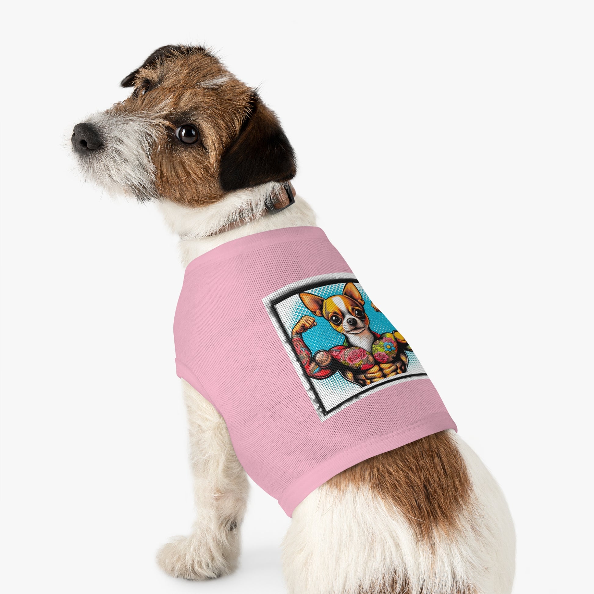 Pet Tank Top Chihuahua flexing t shirt Pets Printify