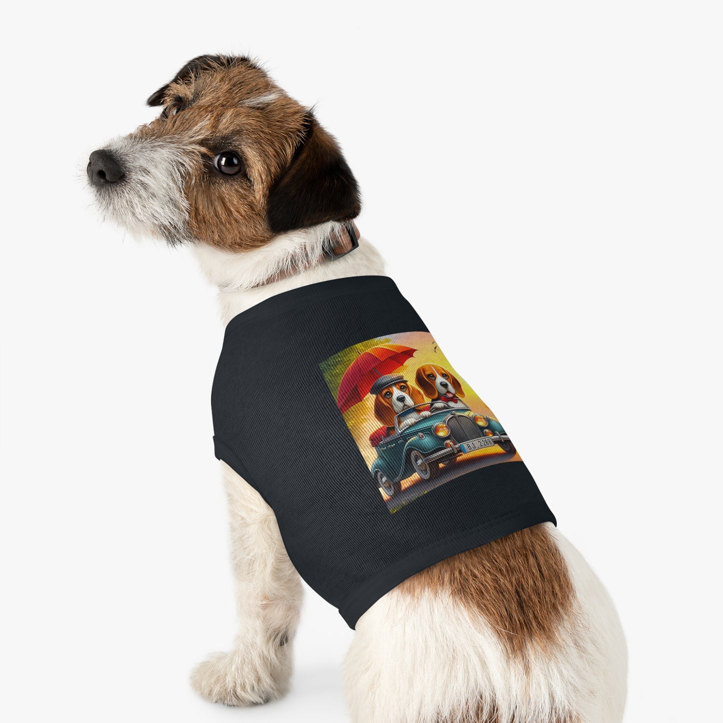 Pet Tank Top Wacky Beagle Dog Couple Sunday Driving Pets Printify   