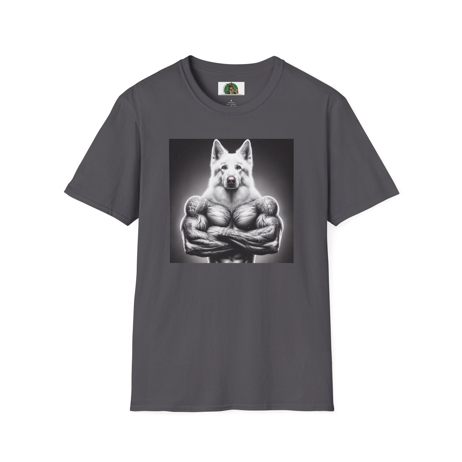 German Shepherd muscle man shirt T-Shirt Printify Charcoal S