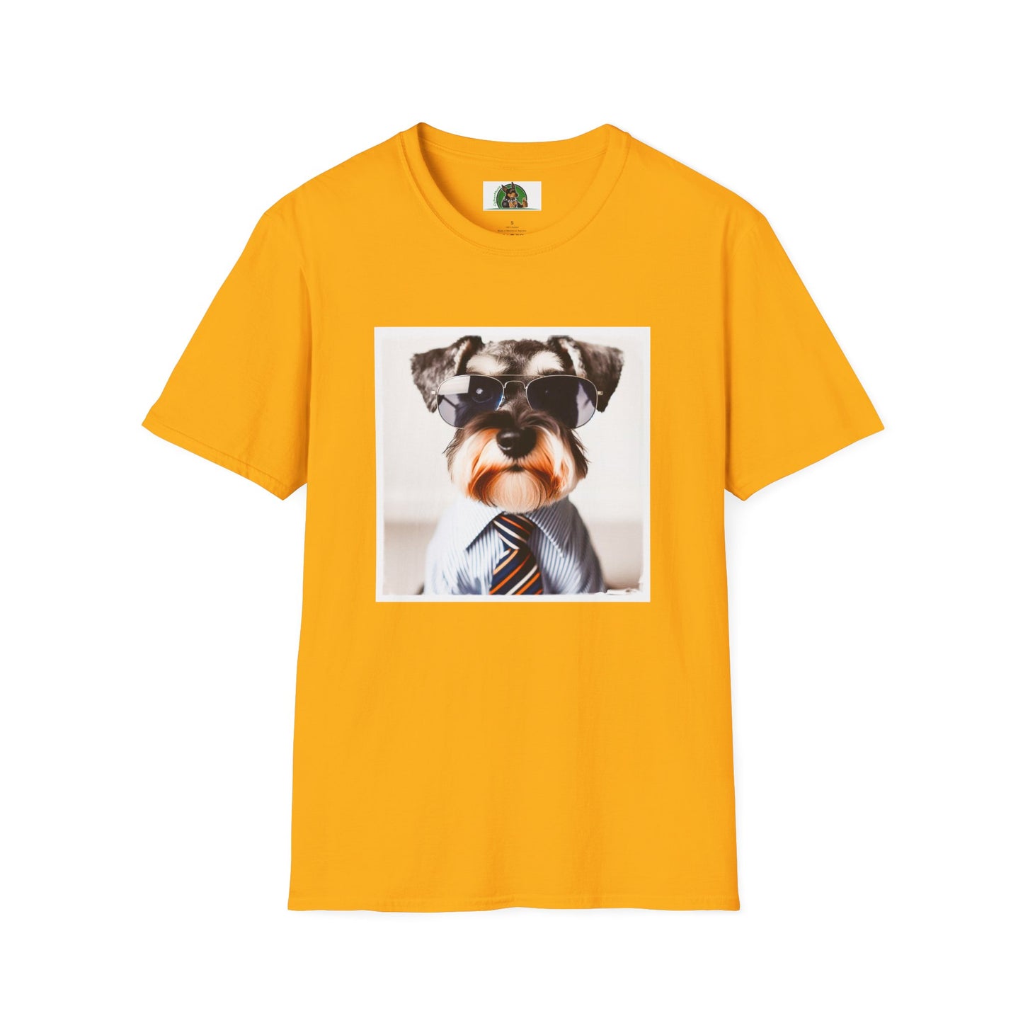 Schnauzer T-Shirt with Miniature Schnauzer Design T-Shirt Printify S Gold 