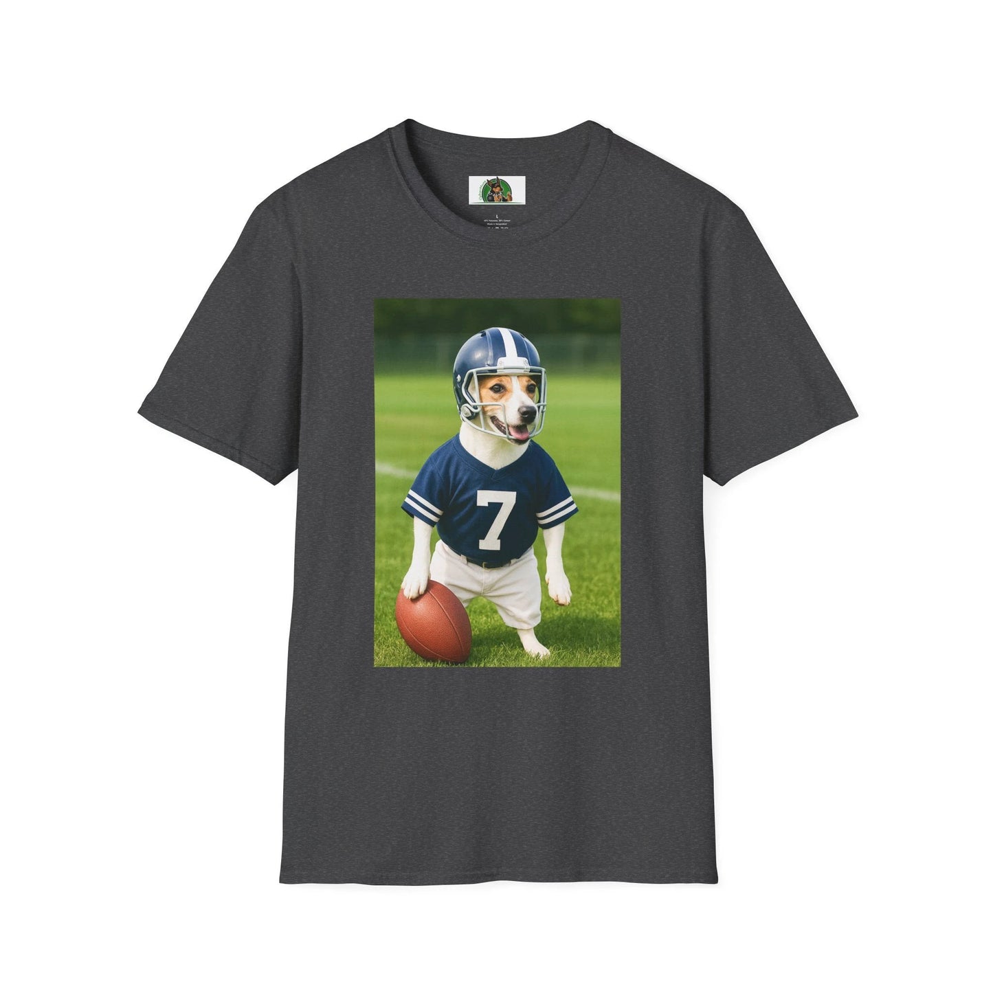 Jack Russell Football T-Shirt — Sports Dog Tee T-Shirt Printify Dark Heather S