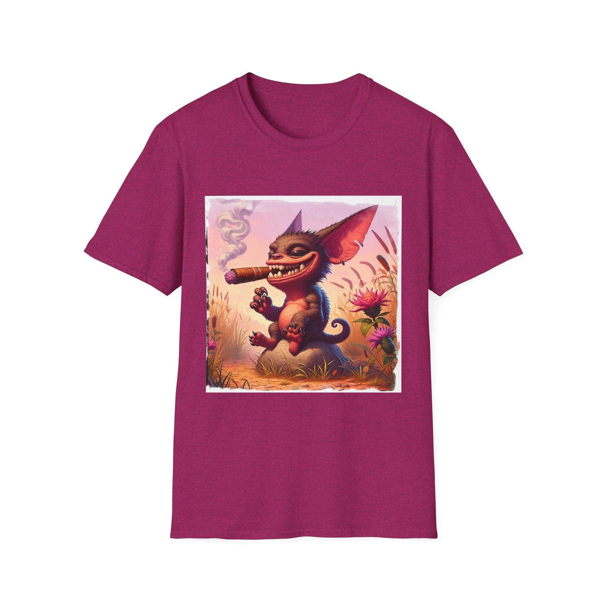 Chupacabra Happily Smoking T Shirt Funny Latin American Folklore Creature Tee Apparel T-Shirt Printify S Antique Heliconia