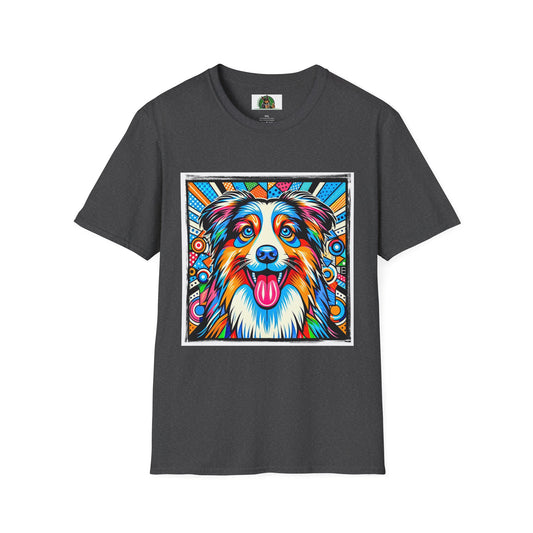 Australian Shepherd Bright Pop Art T-Shirt Printify XS Dark Heather 