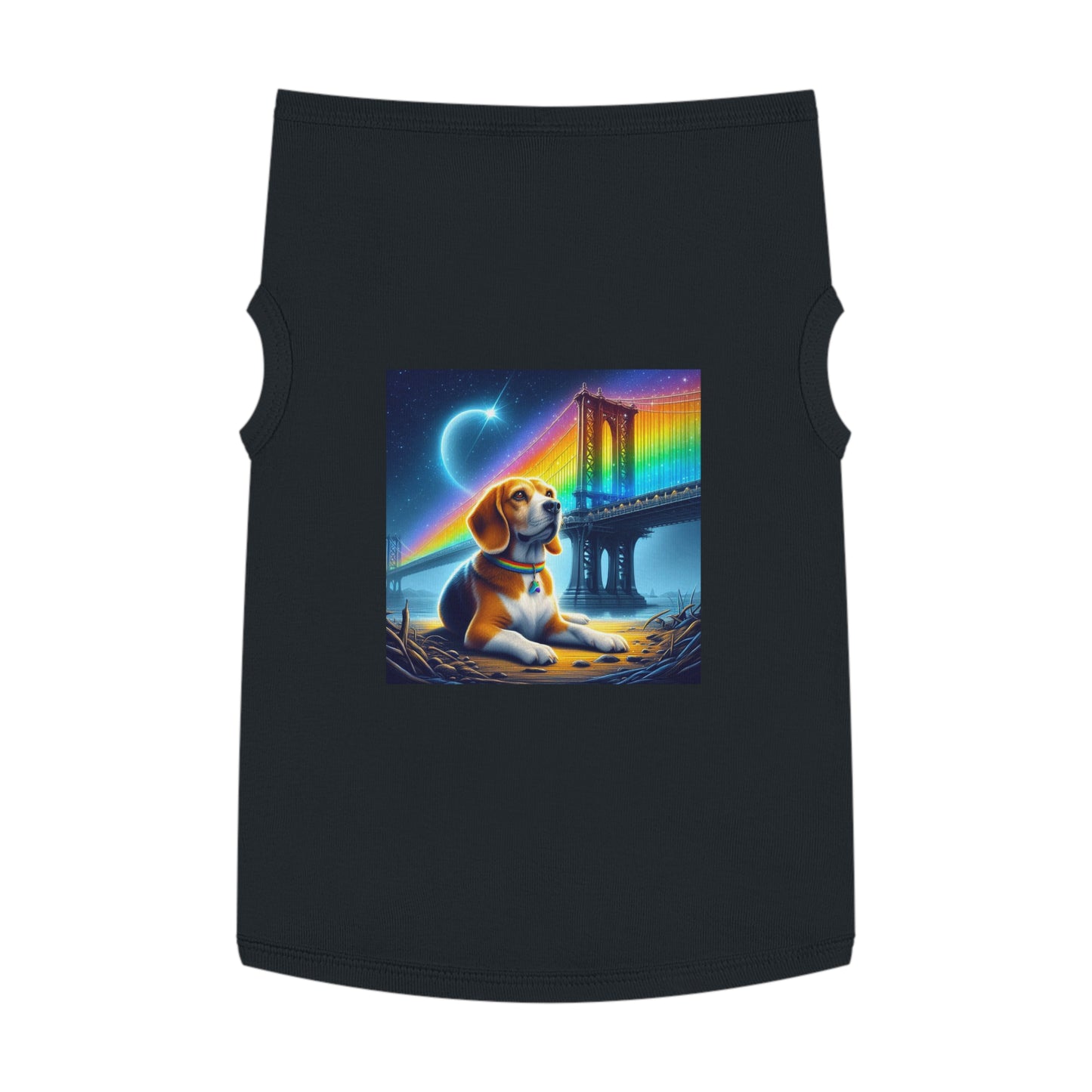 Pet Tank Top Beagle Under Rainbow Bridge Pets Printify   